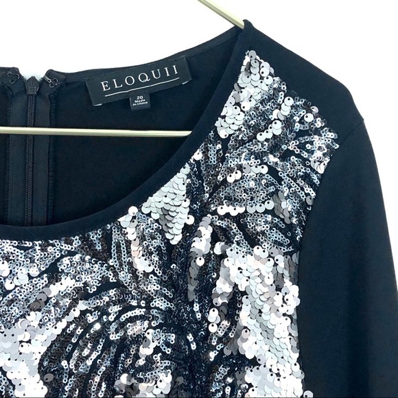 Eloquii Metallic Black & Silver Studio Sequin Dress - Picture 4 of 8